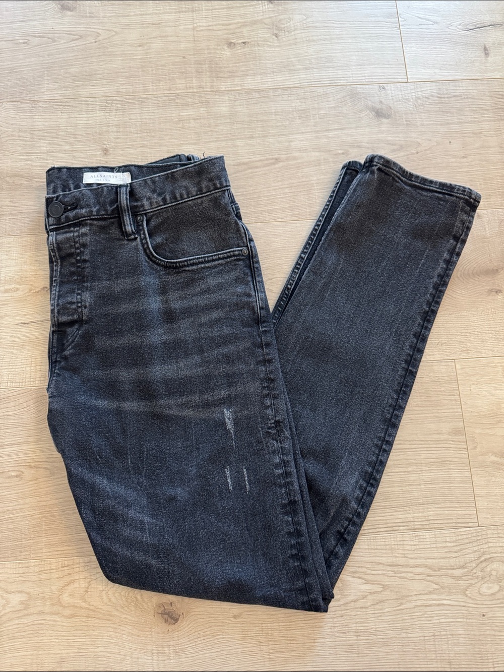 AllSaints Men's Black Slim Fit Jeans